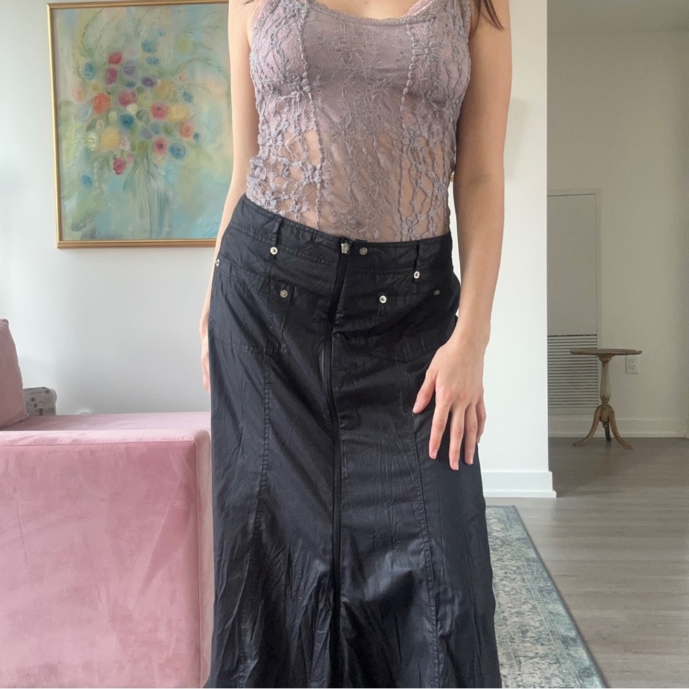 Grunge Black Studded Maxi Skirt - Picture 2 of 5
